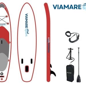 Napihljiva SUP deska VIAMAREsport Premium SET 330x80x15cm, RED, max.160kg, zložljivo, KOMPLET